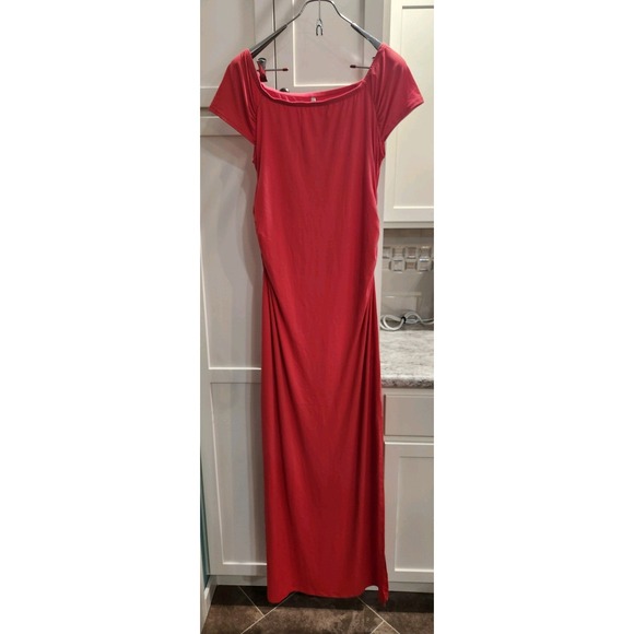 Mother Bee Maxi Maternity Dress Women's Size XL Coral Long Stretch Casual NWT‎ - Picture 1 of 2